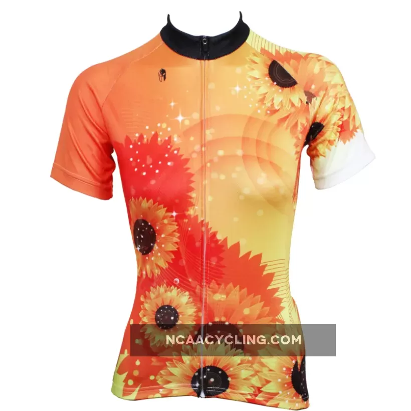 Ilpaladino Sunflower Orange Women's Quick Dry Short-Sleeve Cycling Jersey Biking Shirts Breathable Summer Sportswear Apparel Outdoor Sports Gear Leisure Biking T-shirt NO.509