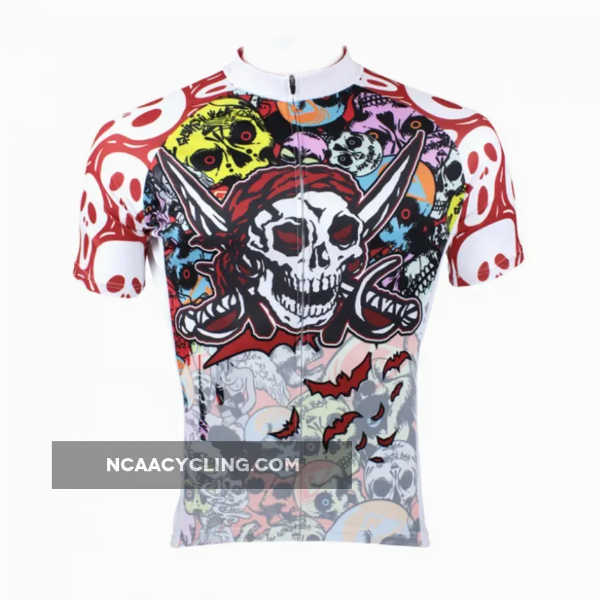 Pirate Skull Men's Short Sleeves Cycling Jersey Suit Spring Autumn Shirts 088