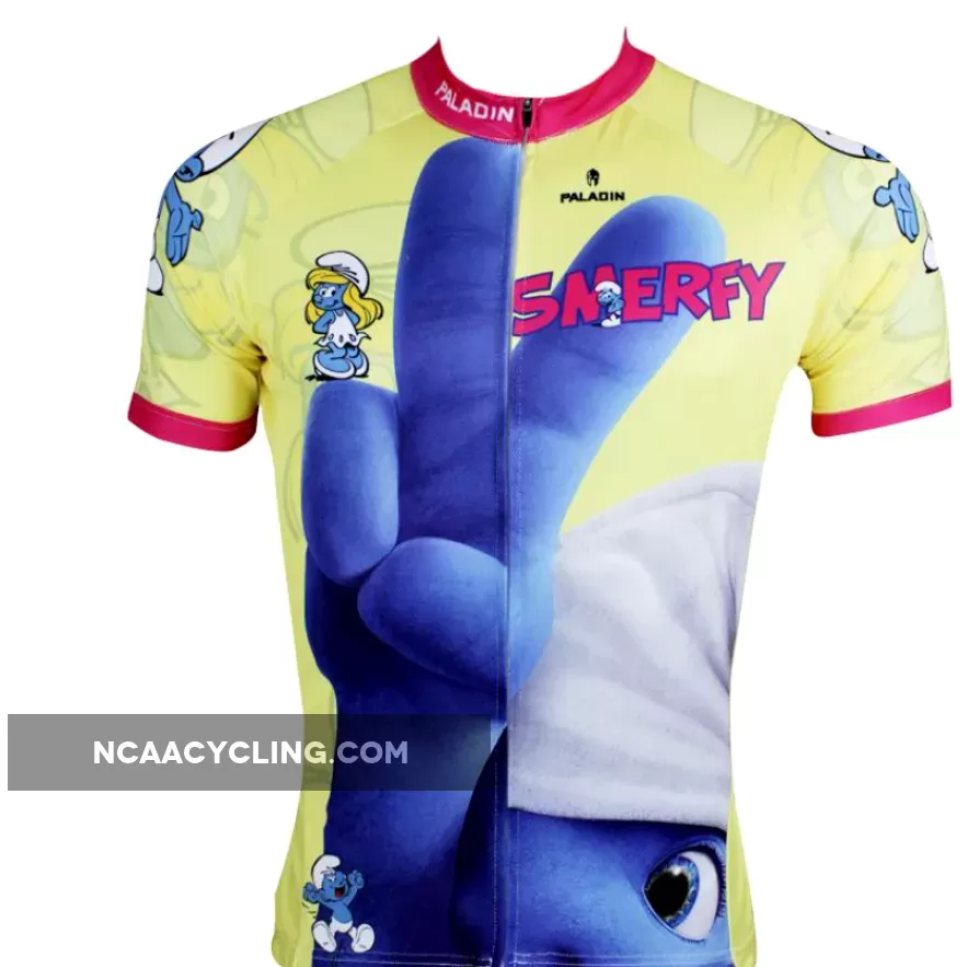 Ilpaladino The smurfs Man's Spring Summer Sportswear Short-sleeve Cycling Jersey Bicycling Pro Cycle Clothing Racing Apparel Outdoor Sports Leisure Biking T-shirt Cartoon World NO.095