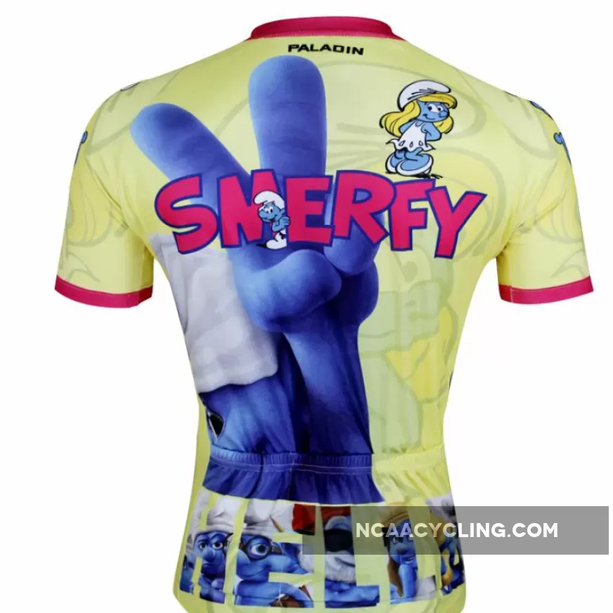 Ilpaladino The smurfs Man's Spring Summer Sportswear Short-sleeve Cycling Jersey Bicycling Pro Cycle Clothing Racing Apparel Outdoor Sports Leisure Biking T-shirt Cartoon World NO.095