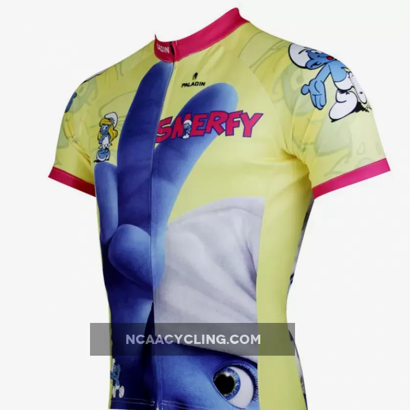 Ilpaladino The smurfs Man's Spring Summer Sportswear Short-sleeve Cycling Jersey Bicycling Pro Cycle Clothing Racing Apparel Outdoor Sports Leisure Biking T-shirt Cartoon World NO.095