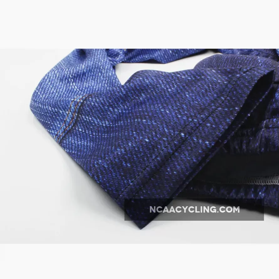 Mens Stylish Denim-blue Hidden-Zipper Long-sleeves Cycling Jersey 607