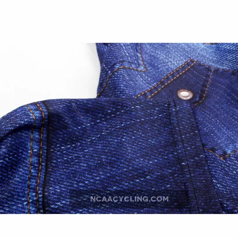 Mens Stylish Denim-blue Hidden-Zipper Long-sleeves Cycling Jersey 607