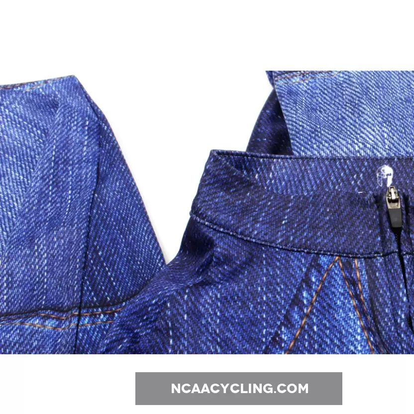 Mens Stylish Denim-blue Hidden-Zipper Long-sleeves Cycling Jersey 607
