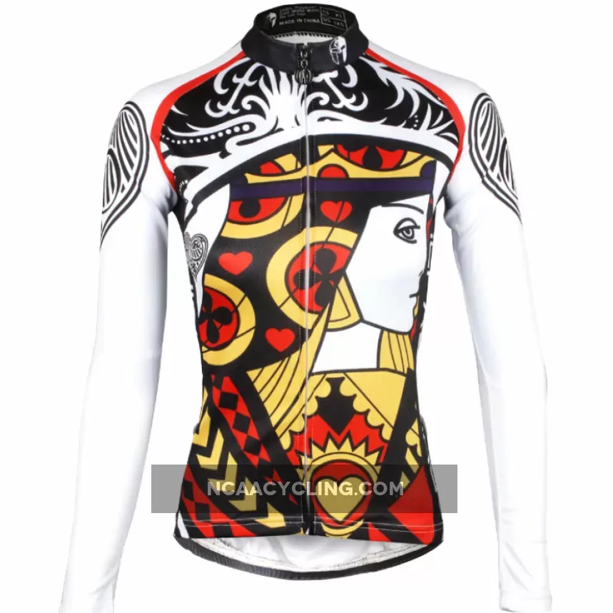 ILPALADINO Playing Cards Poker Face Heart Queen Women's Long Sleeves Cycling Jerseys Bike Shirt Face Cards Court Cards Spring Autumn Pro Cycle Clothing Racing Apparel Outdoor Sports Leisure Biking shirt NO.641