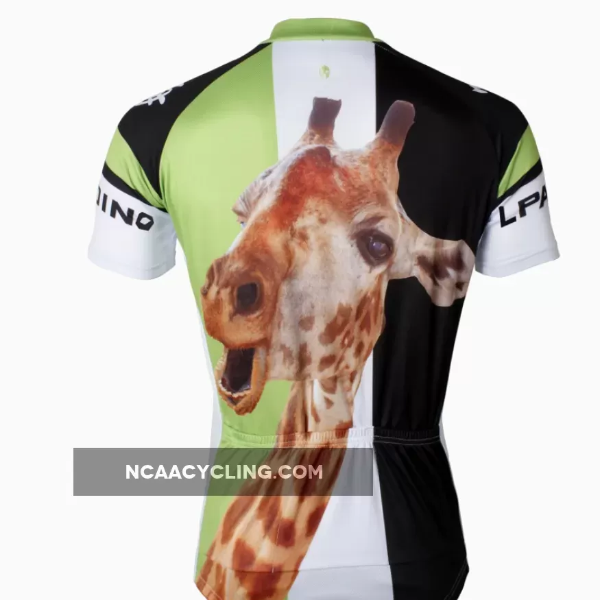 Ilpaladino Giraffe Animal Men's Breathable Quick Dry Short-Sleeve Green&Black Cycling Jersey Bicycling Shirts Summer Sport Wear NO.562
