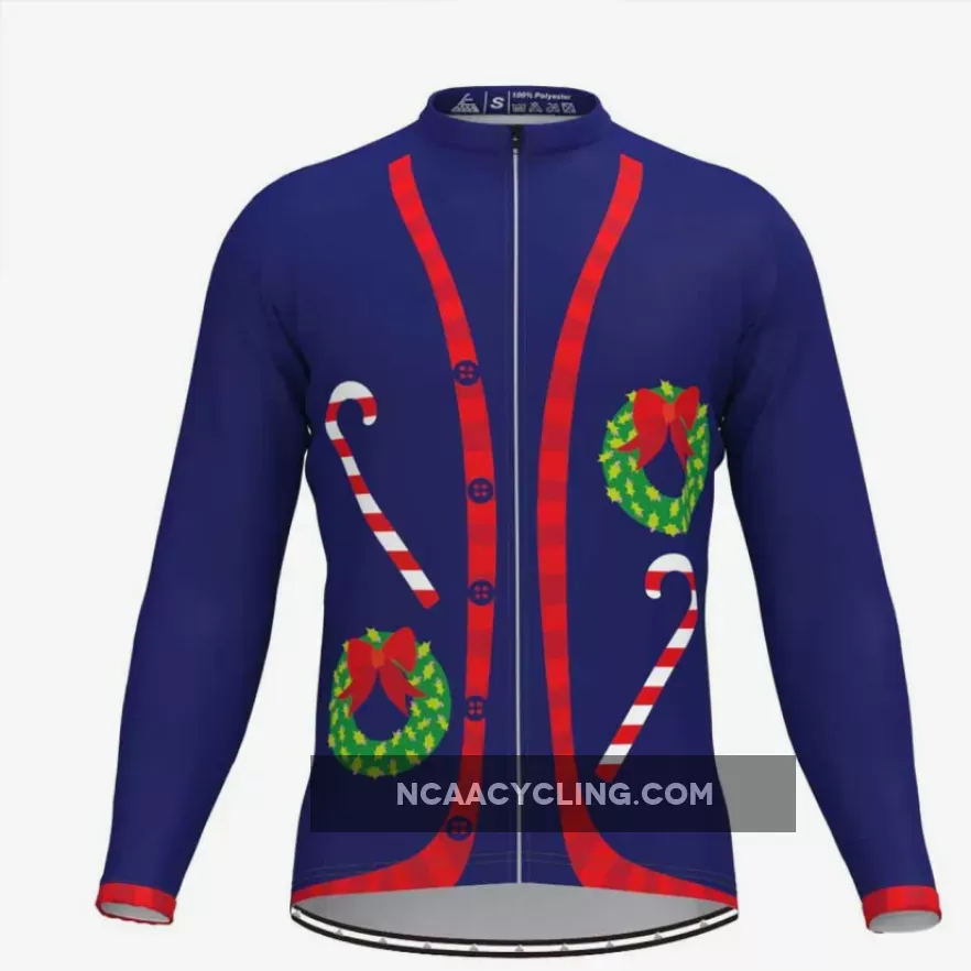 Ugly Christmas Sweater Vest LS Cycling Jersey-Candy cane&Donuts
