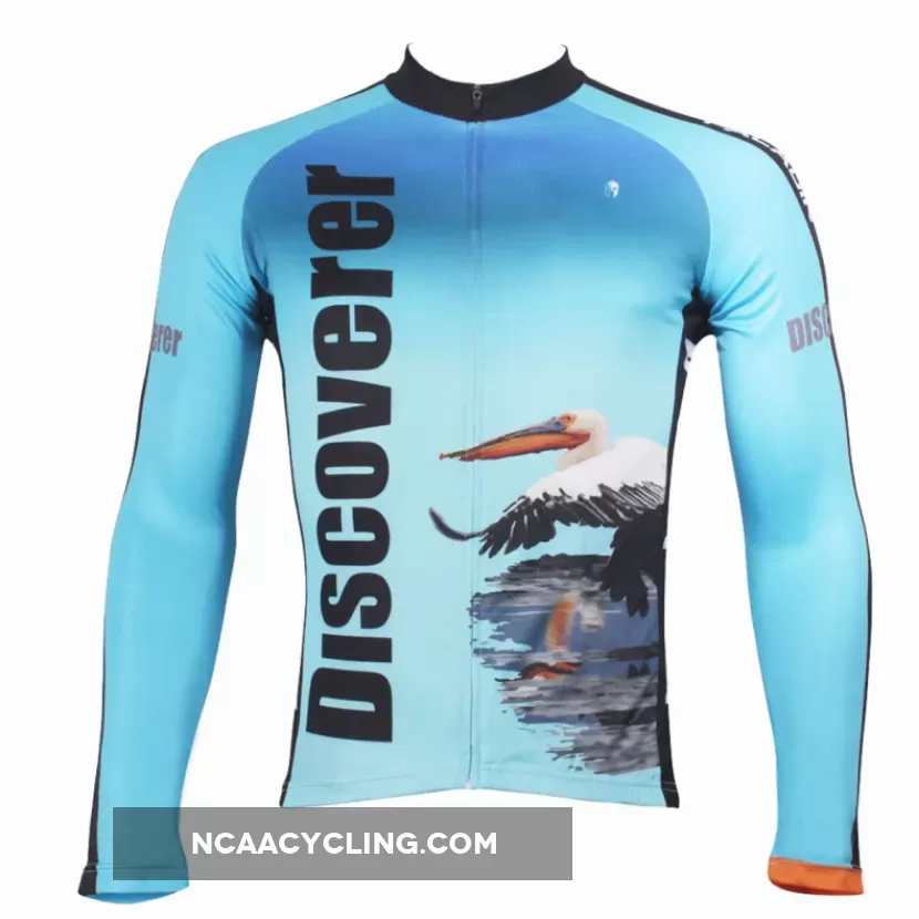 Men's Blue Full Zipper Long-sleeve Cycling Jersey for Outdoor Sport Leisure Sport Breathable and Quick Dry Fall Autumn Bike Shirt Bicycle clothing ILPALADINO 302