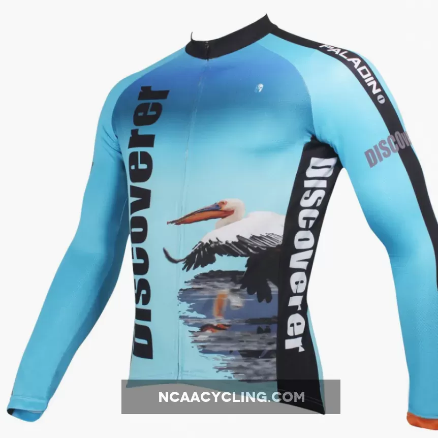 Men's Blue Full Zipper Long-sleeve Cycling Jersey for Outdoor Sport Leisure Sport Breathable and Quick Dry Fall Autumn Bike Shirt Bicycle clothing ILPALADINO 302
