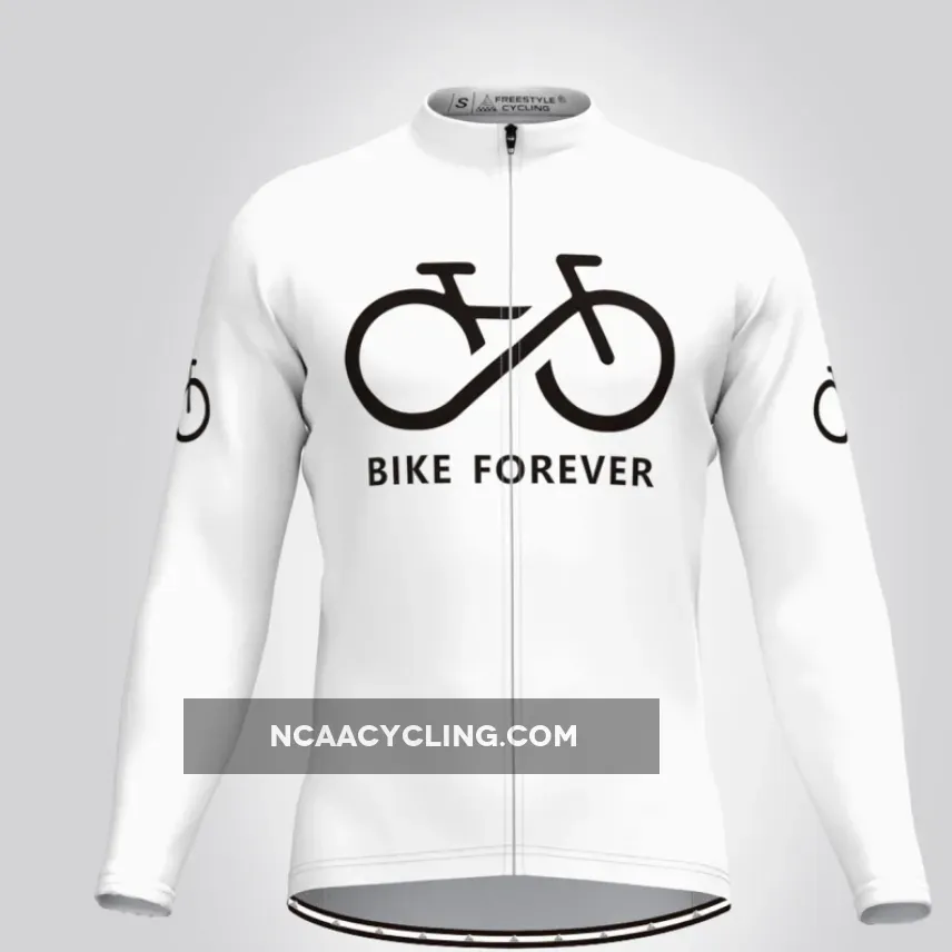 Men's Bike Forever LS Cycling Jersey - White Restock
