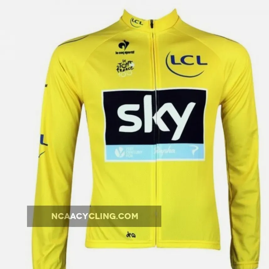 SKY Team 2013 Cycling Long Sleeve Jersey Yellow Online