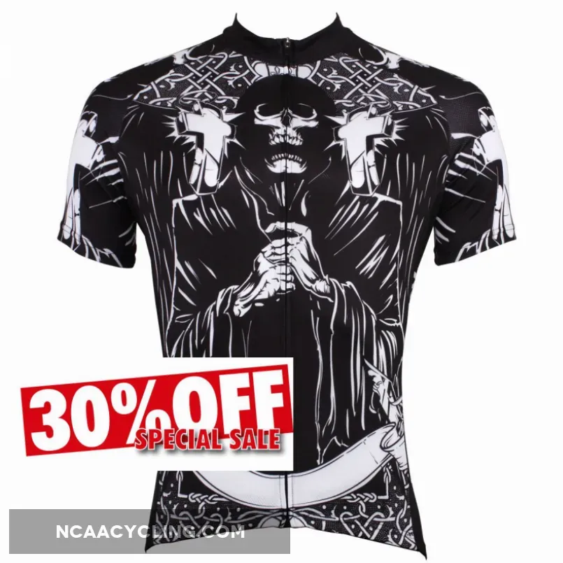 Men's Black Cycling Jersey Prayer Skull NO. 516 Outlet