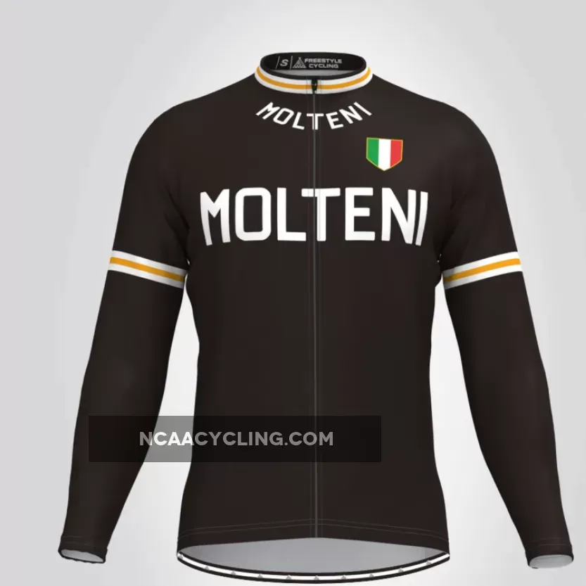 Retro Molteni Arcore Long Sleeve Men's Cycling Jersey Black