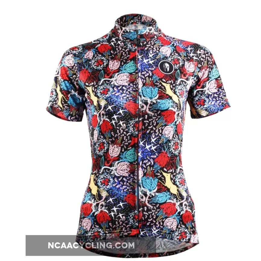 Ilpaladino Intricate Roses Patterned Women's Quick Dry Short-Sleeve Cycling Jersey Biking Shirts Breathable Summer Sport Wear NO.629