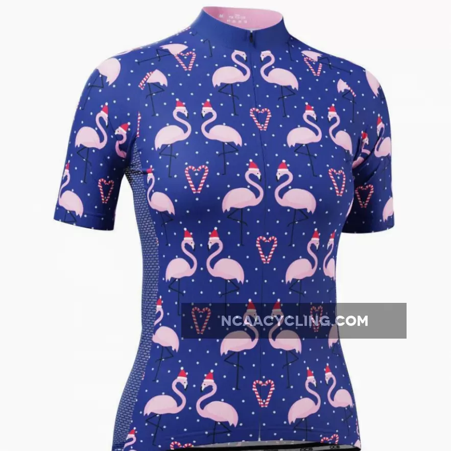Women's Flamingo Santa Short Sleeve Cycling Jersey To Buy