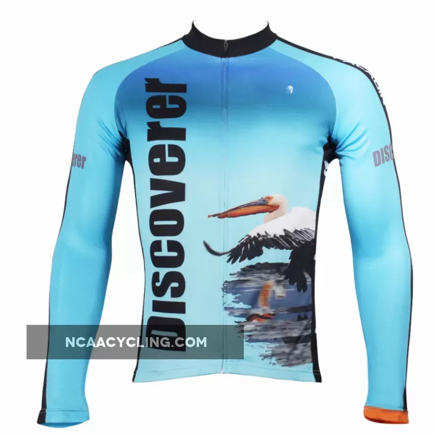 Men's Blue Full Zipper Long-sleeve Cycling Jersey for Outdoor Sport Leisure Sport Winter Bike Shirt Bicycle clothing ILPALADINO 302(velvet )