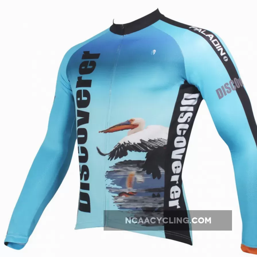 Men's Blue Full Zipper Long-sleeve Cycling Jersey for Outdoor Sport Leisure Sport Winter Bike Shirt Bicycle clothing ILPALADINO 302(velvet )