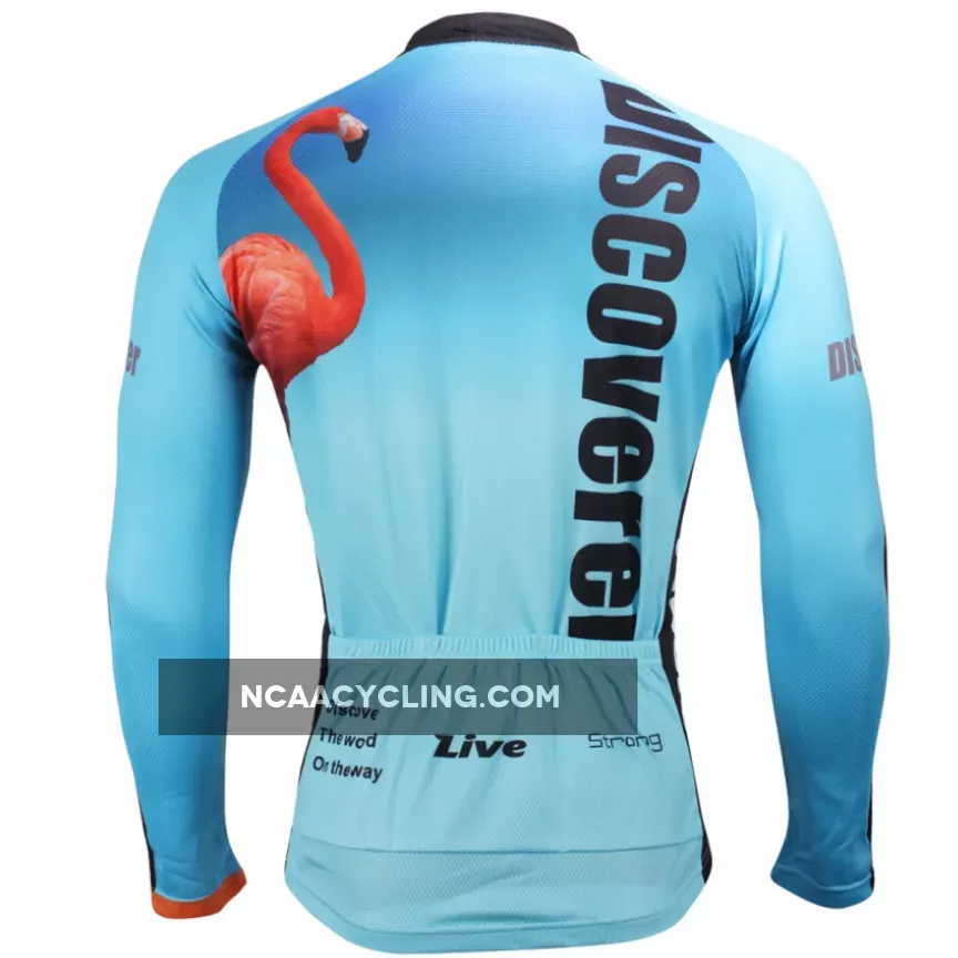 Men's Blue Full Zipper Long-sleeve Cycling Jersey for Outdoor Sport Leisure Sport Winter Bike Shirt Bicycle clothing ILPALADINO 302(velvet )