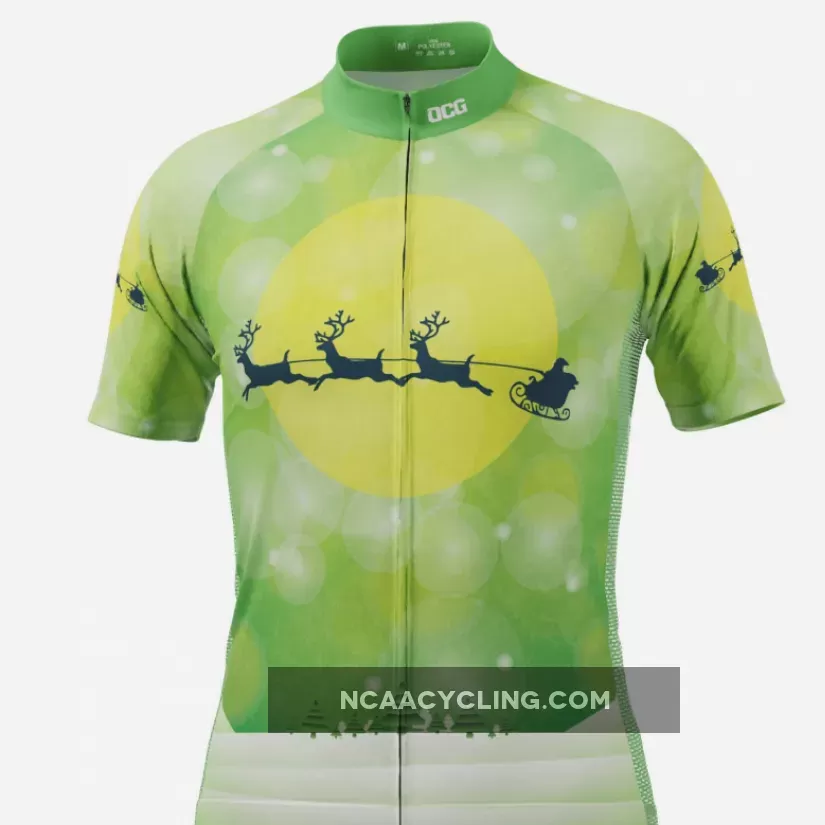 Men's Santa Sleigh Short Sleeve Cycling Jersey For Sale