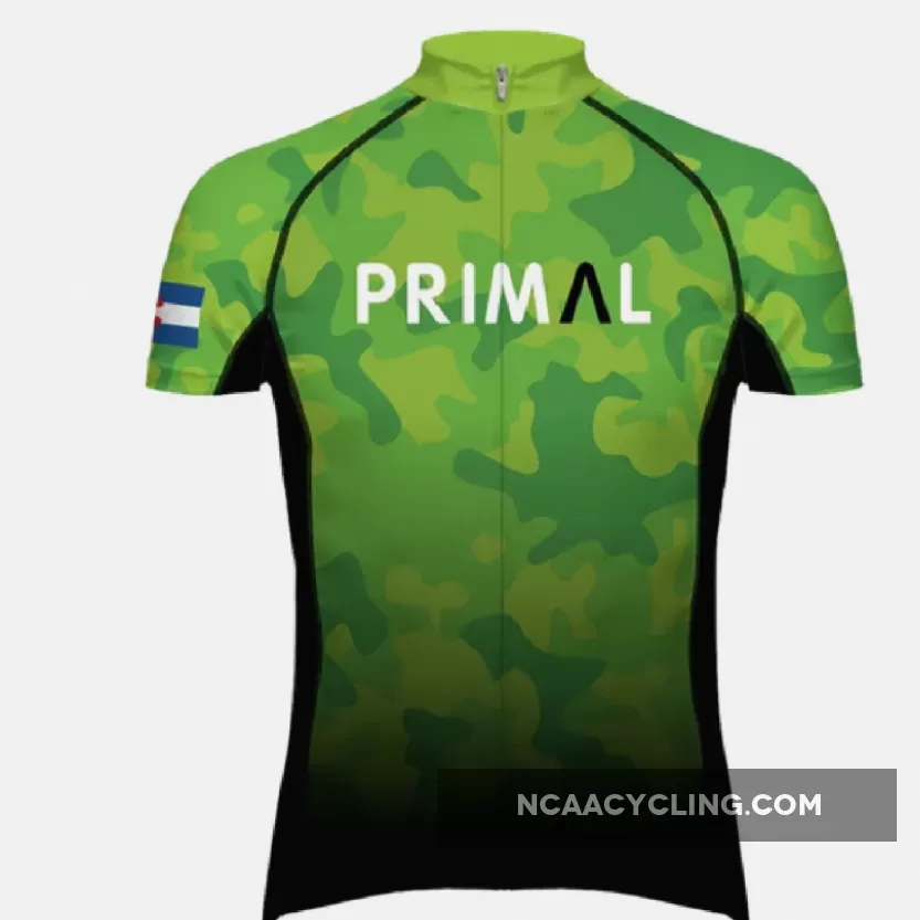 Primal Wear Neon Camo Men's Evo full zip Slim Fit short sleeve Cycling Jersey