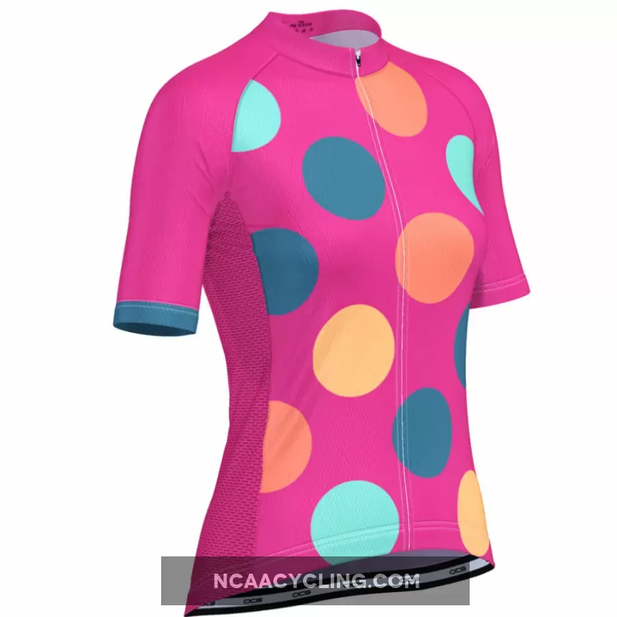 Women's Bold Polka Dot Pink Cycling Jersey For Sale