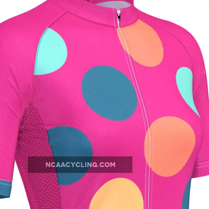 Women's Bold Polka Dot Pink Cycling Jersey For Sale