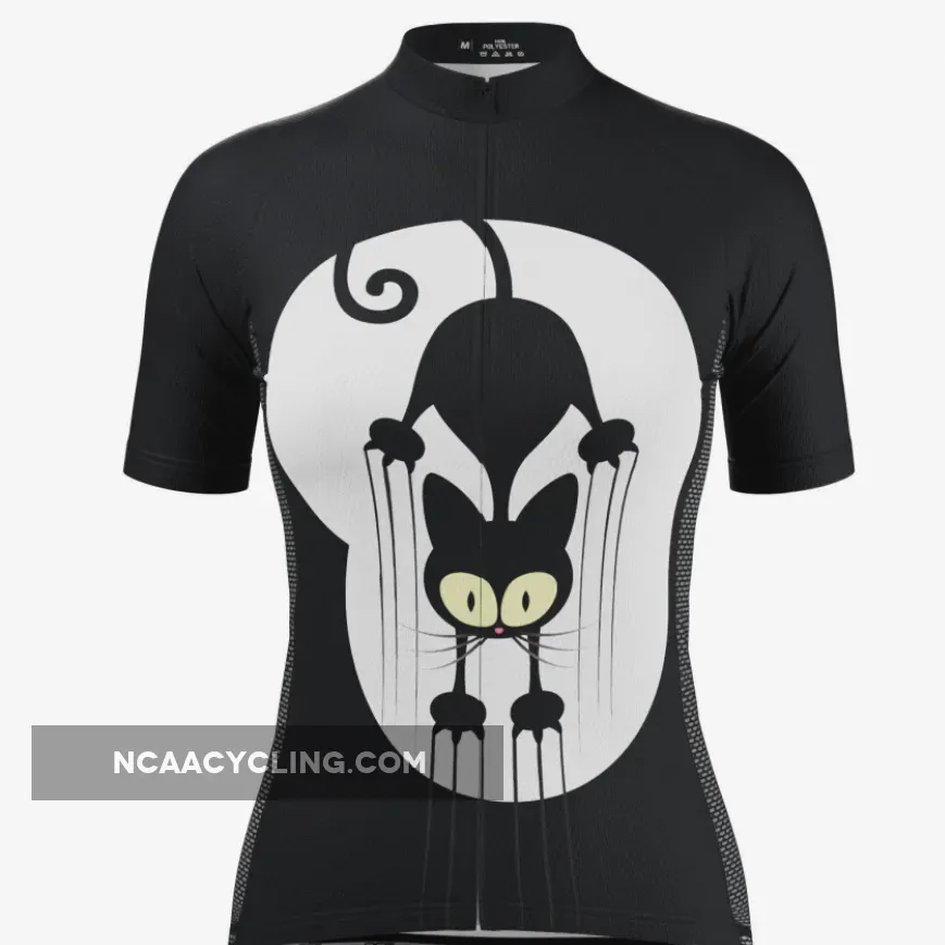 Women's Black Cat Clawing Short Sleeve Cycling Jersey