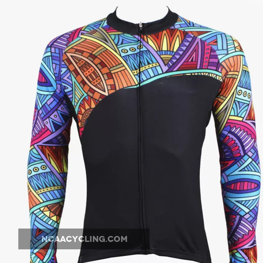 Mens Patterns Full-Zipper Stylish Long-sleeves Cycling Jersey Spring Autumn 525