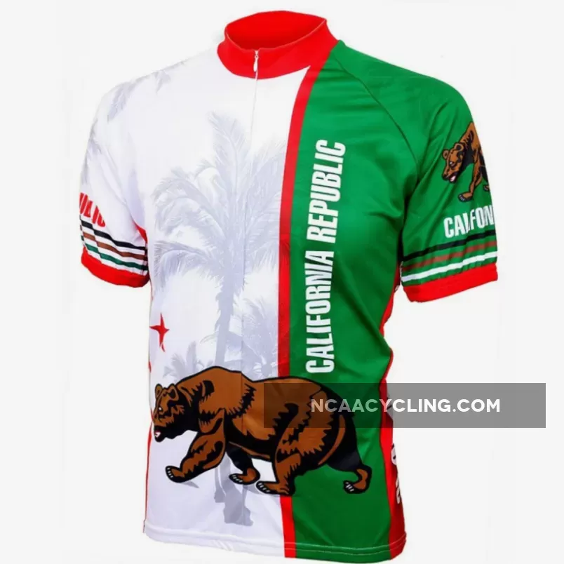 California Republic Flag Short sleeve 19' zip men's cycling jersey / California Republic Cycling Jersey