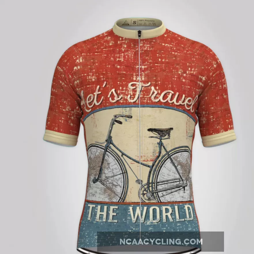 Let's Travel The World Cycling Jersey Red For Sale