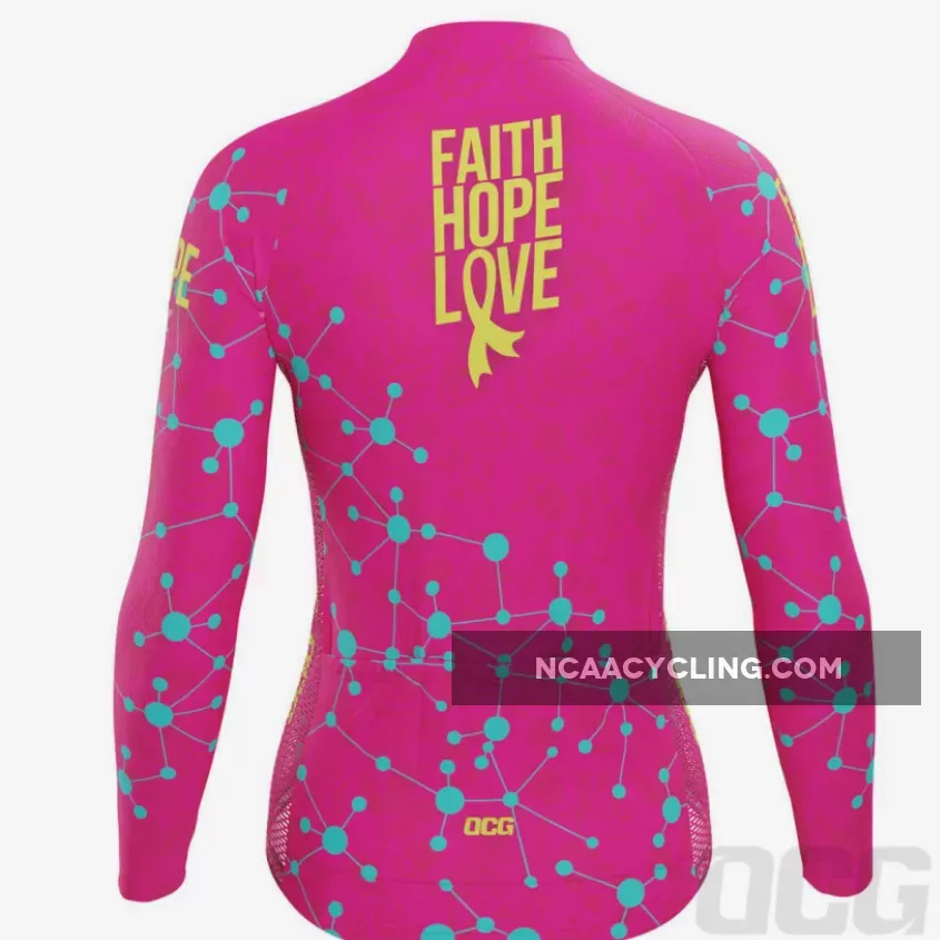 Women's Breast Cancer Faith Hope Love Long Sleeve Cycling Jersey