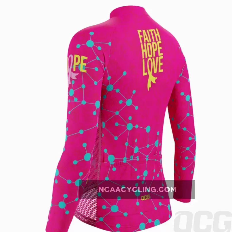 Women's Breast Cancer Faith Hope Love Long Sleeve Cycling Jersey