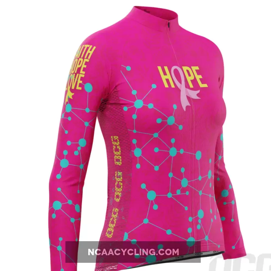 Women's Breast Cancer Faith Hope Love Long Sleeve Cycling Jersey