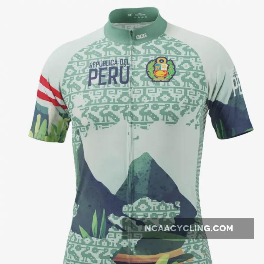 Men's Peru Flag Caral Pyramids Short Sleeve Cycling Jersey Caral Peru