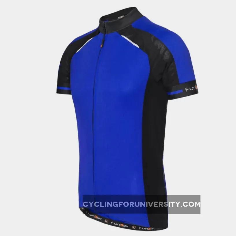 FunKier Firenze Full Zip Short Sleeve Men's Cycling Jersey Blue J7306BU-2
