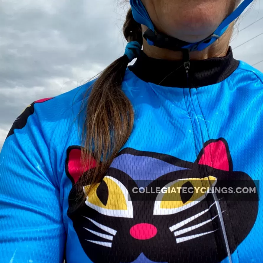 Women's Starry Night Cat Long Sleeve Cycling Jersey