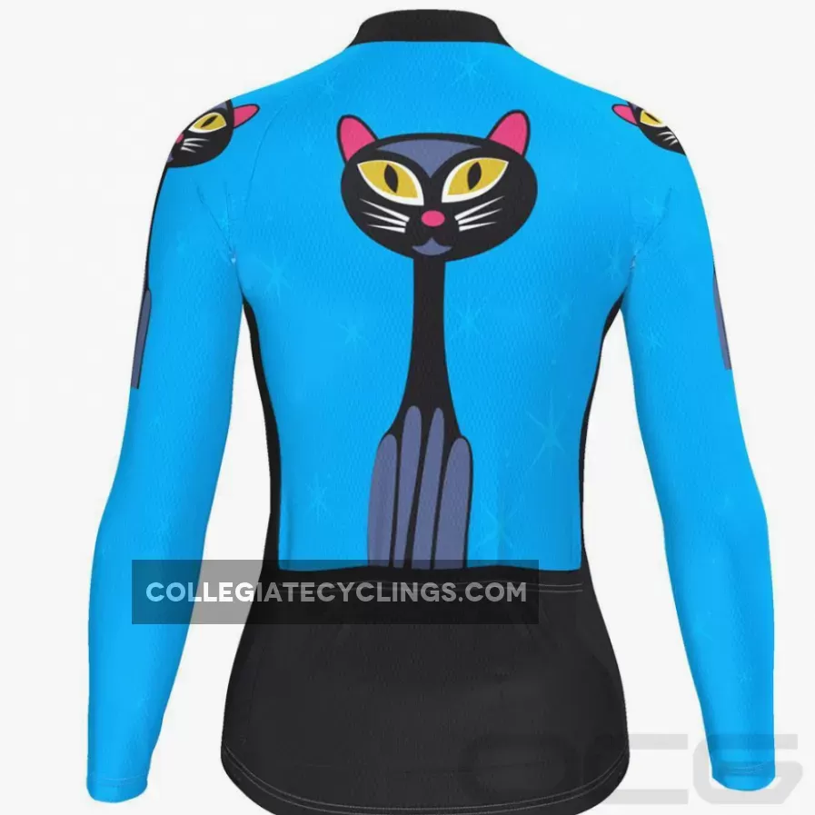 Women's Starry Night Cat Long Sleeve Cycling Jersey