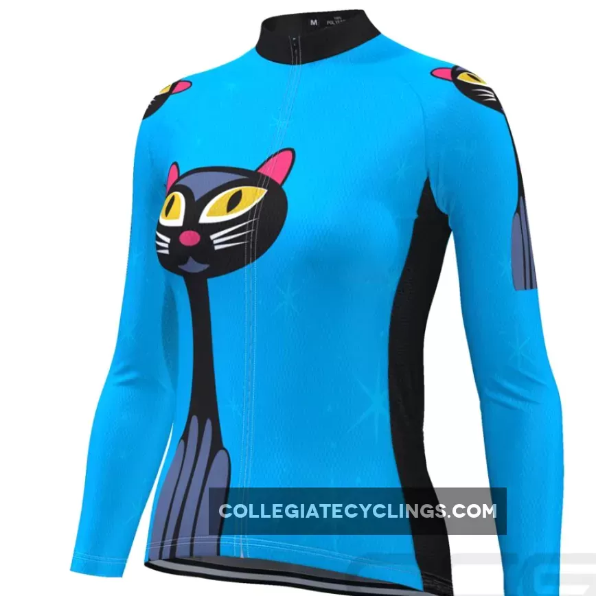 Women's Starry Night Cat Long Sleeve Cycling Jersey
