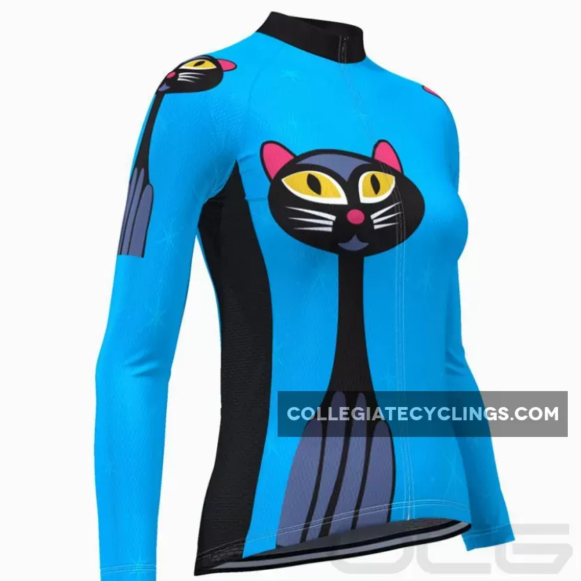 Women's Starry Night Cat Long Sleeve Cycling Jersey