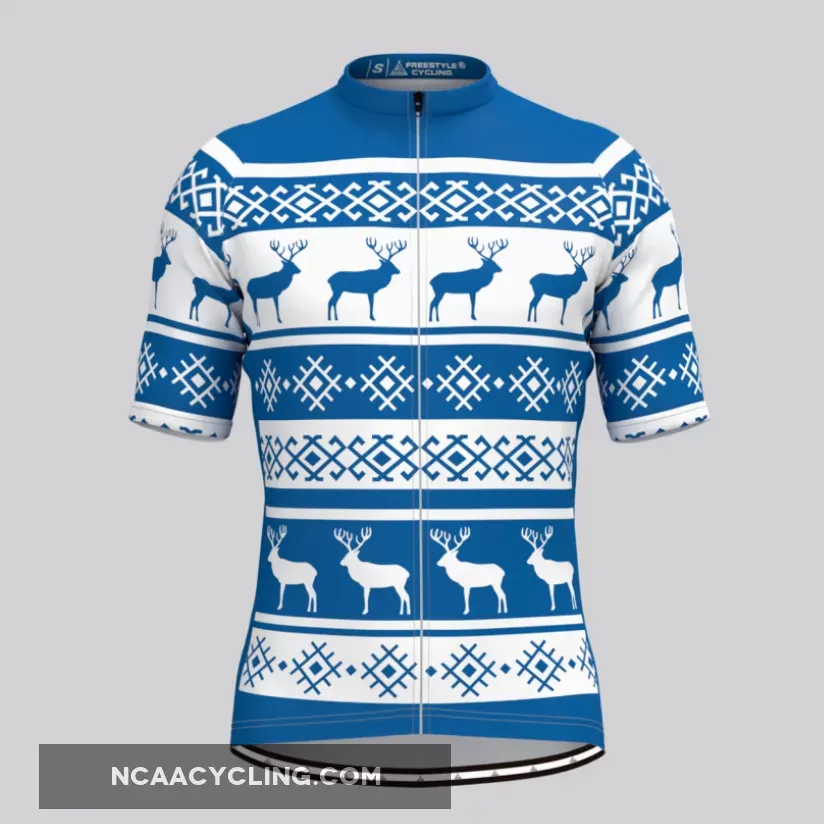 Men's Classic Ugly Christmas sweater Cycling Jersey - Blue