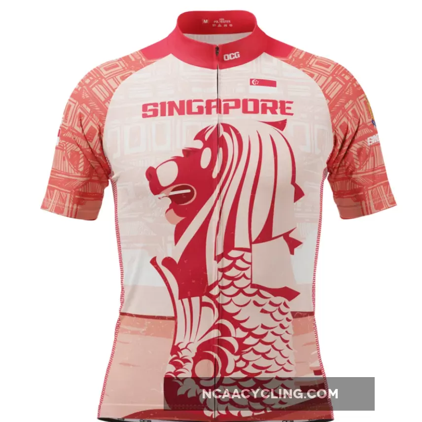 Men's Singapore Merlion Lion Short Sleeve Cycling Jersey