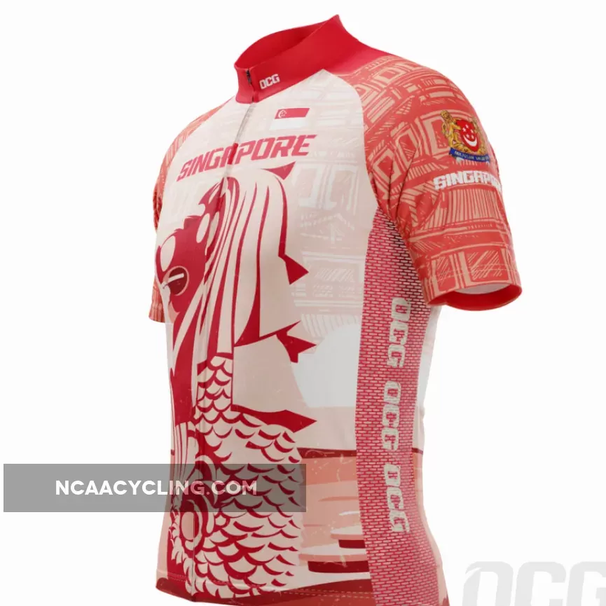 Men's Singapore Merlion Lion Short Sleeve Cycling Jersey