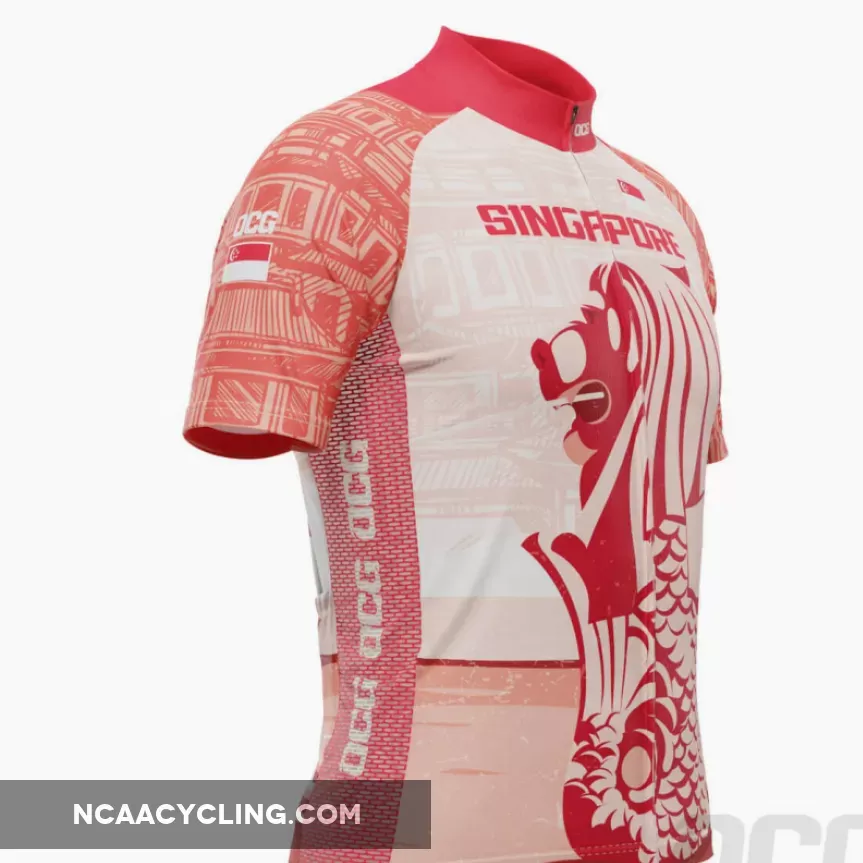 Men's Singapore Merlion Lion Short Sleeve Cycling Jersey