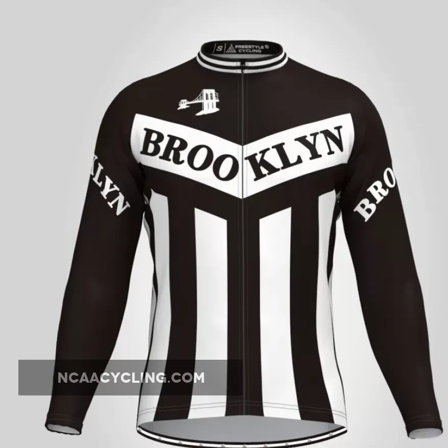 Retro Brooklyn Team Long Sleeve Men's Cycling Jersey Black