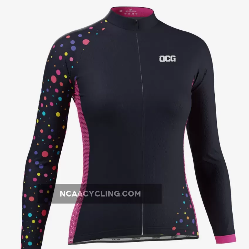 Women's Rainbow Polka Dots Long Sleeve Cycling Jersey