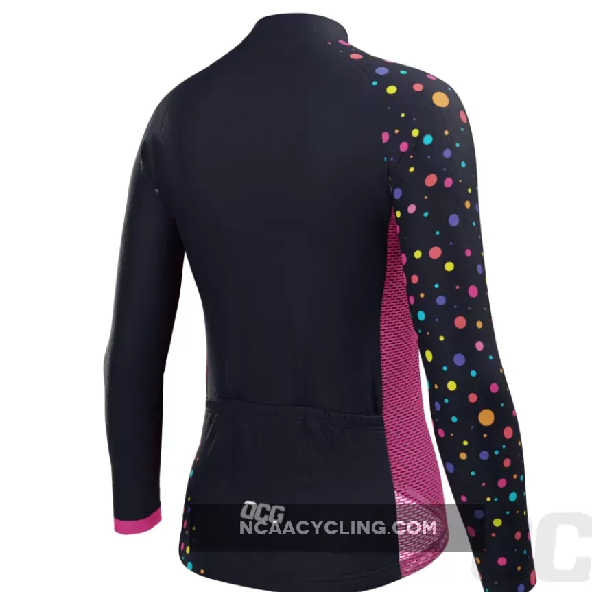Women's Rainbow Polka Dots Long Sleeve Cycling Jersey