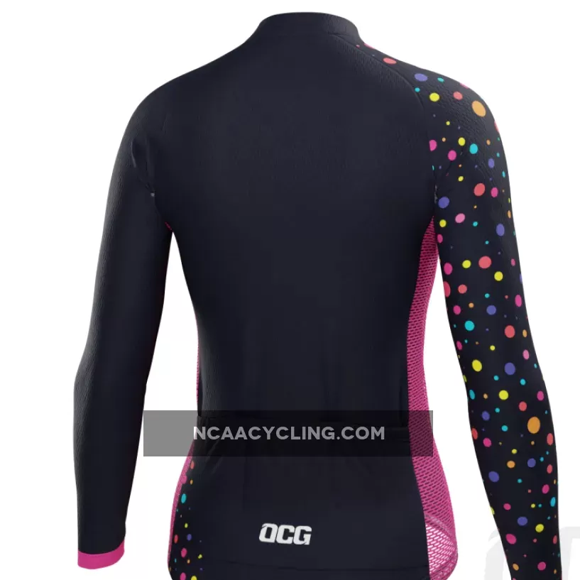 Women's Rainbow Polka Dots Long Sleeve Cycling Jersey