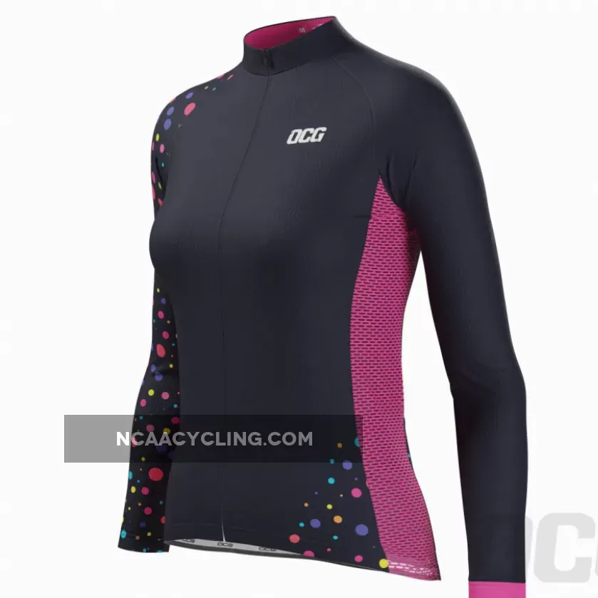 Women's Rainbow Polka Dots Long Sleeve Cycling Jersey