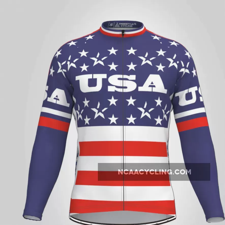 USA Stars Stripe Flag Men's LS Cycling Jersey Online