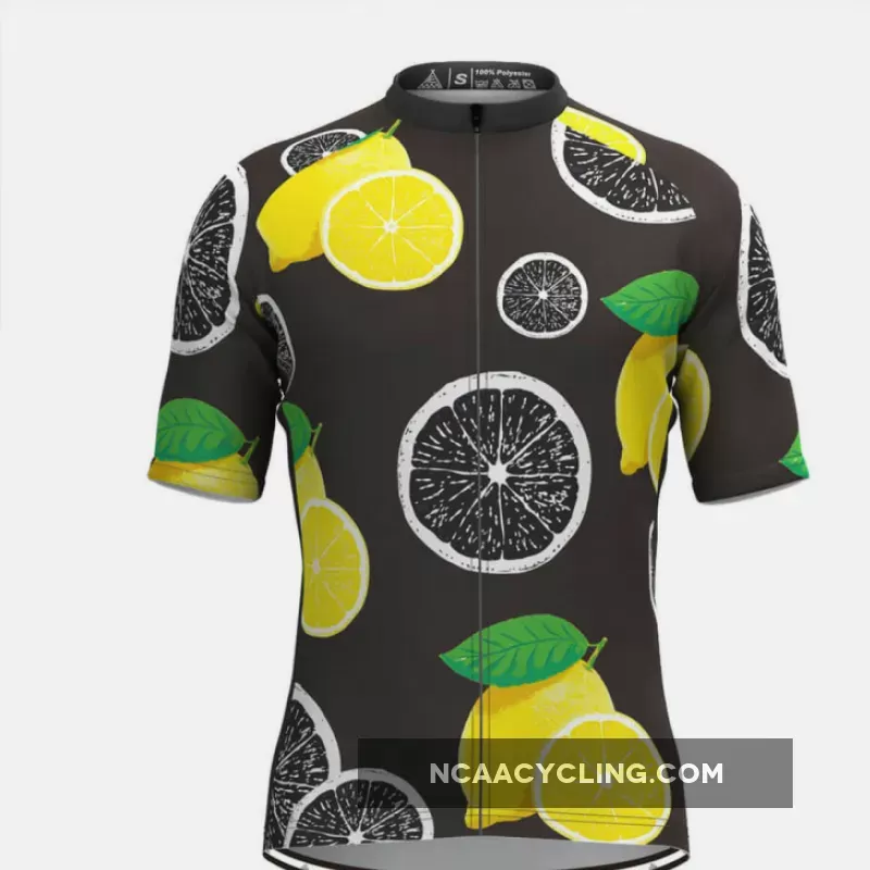 Men's Fruit Print Cycling Jersey - Lemon For Sale